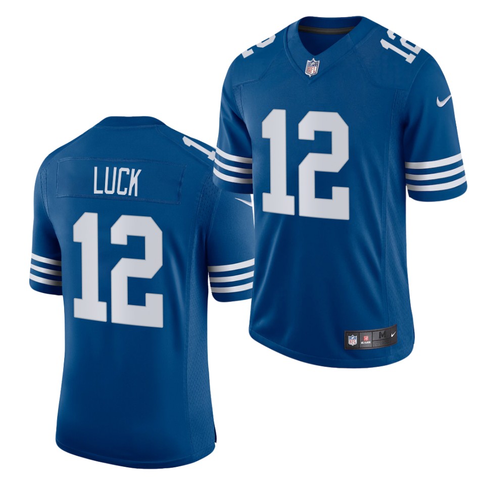 Mens Indianapolis Colts Retired Player #12 Andrew Luck Nike Royal Alternate Retro Vapor Limited Jersey