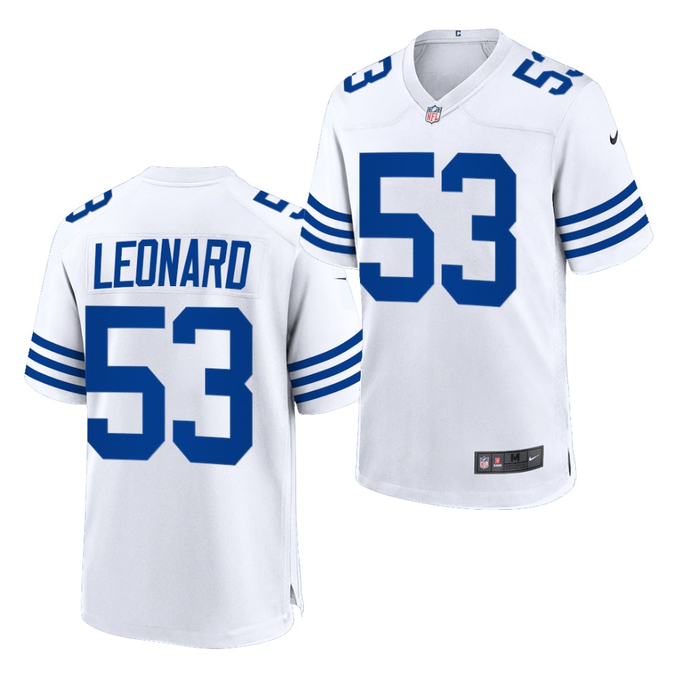 Mens Indianapolis Colts #53 Darius Leonard Nike White Alternate Retro Vapor Limited Jersey