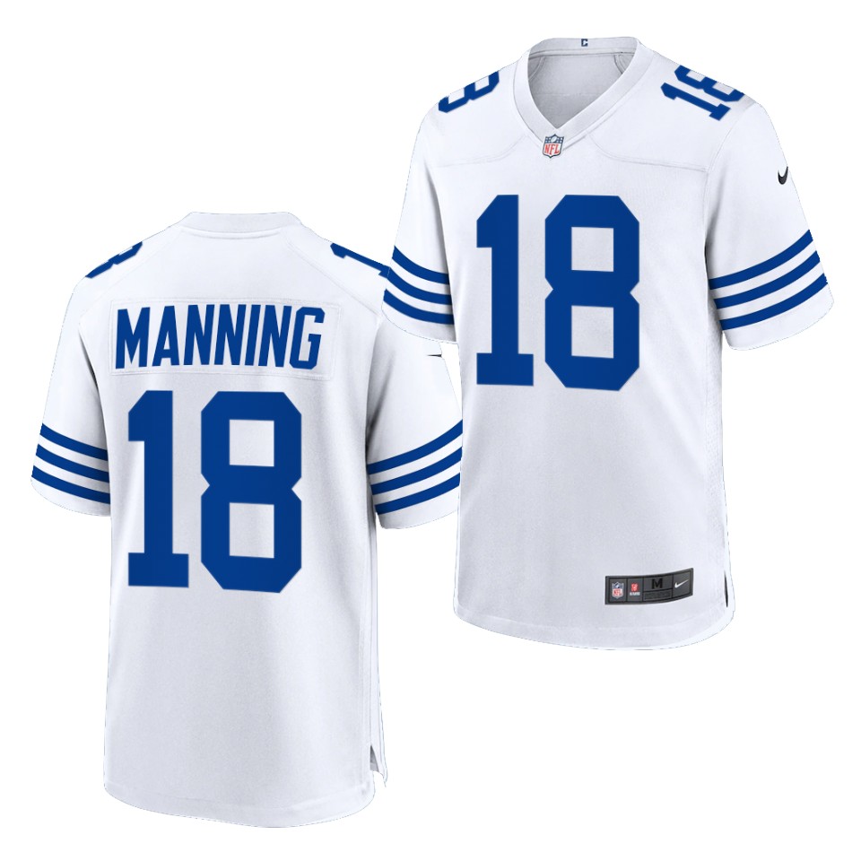 Mens Indianapolis Colts Retired Player #18 Peyton Manning Nike White Alternate Retro Vapor Limited Jersey