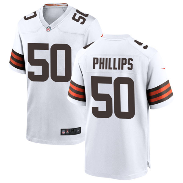 Mens Cleveland Browns #50 Jacob Phillips Nike White Away Vapor Limited Jersey