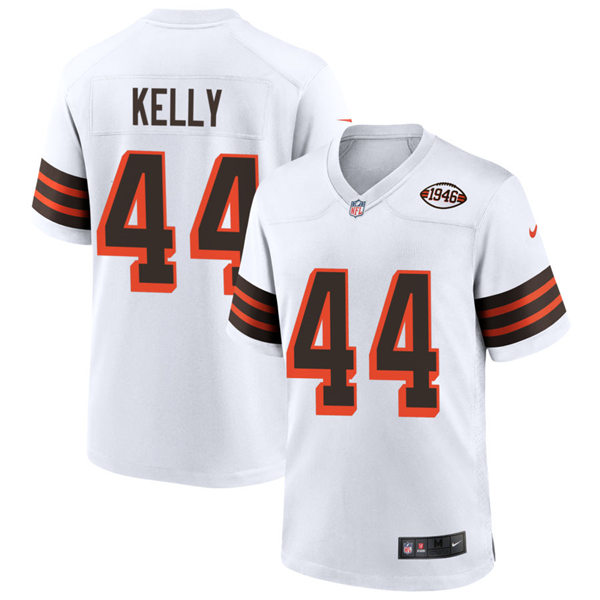 Mens Cleveland Browns Retired Player #44 Leroy Kelly Nike 2021 White Retro 1946 75th Anniversary Jersey