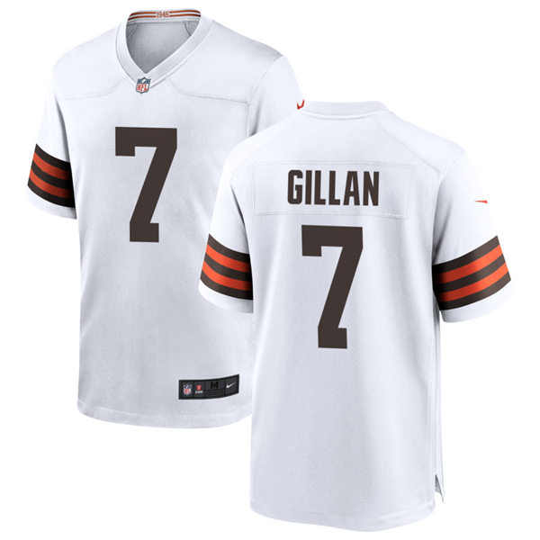 Mens Cleveland Browns #7 Jamie Gillan Nike White Away Vapor Limited Jersey