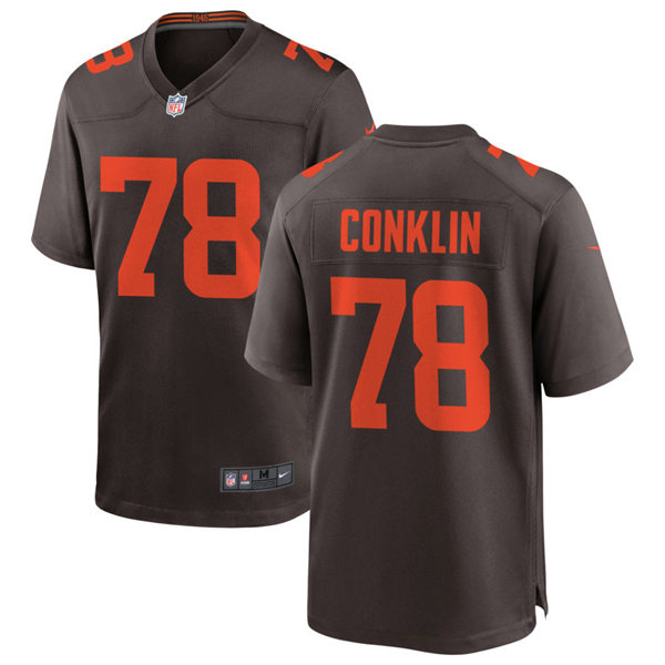 Mens Cleveland Browns #78 Jack Conklin Nike Brown Alternate Player Vapor Limited Jersey