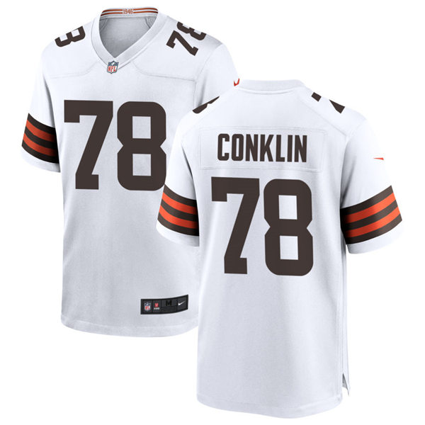 Mens Cleveland Browns #78 Jack Conklin Nike White Away Vapor Limited Jersey