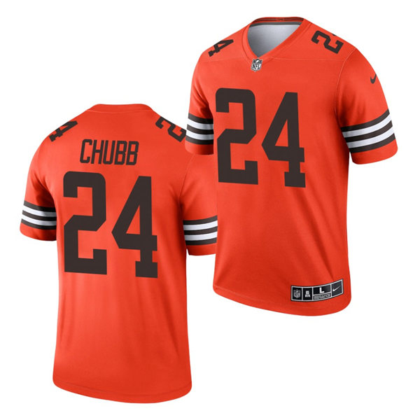 Mens Cleveland Browns #24 Nick Chubb Nike Orange 2021 Inverted Legend Jersey