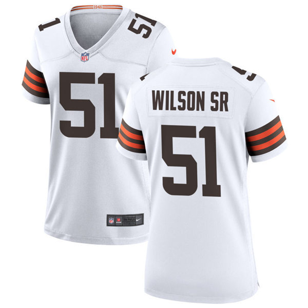 Womens Cleveland Browns #51 Mack Wilson Sr Nike White Away Vapor Limited Jersey