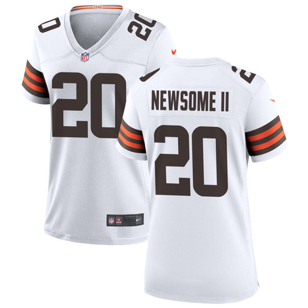 Womens Cleveland Browns #20 Greg Newsome II Nike White Away Vapor Limited Jersey