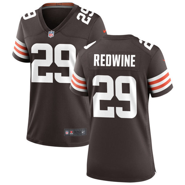Womens Cleveland Browns #29 Sheldrick Redwine Nike Brown Home Vapor Limited Jersey