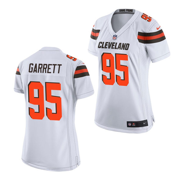 Womens Cleveland Browns #95 Myles Garrett Stitched Nike 2018 White Vapor Player Limited Jersey