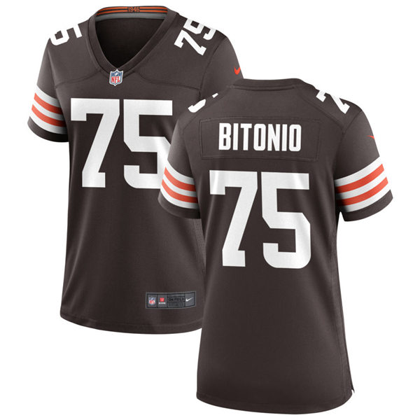 Womens Cleveland Browns #75 Joel Bitonio Nike Brown Home Vapor Limited Jersey