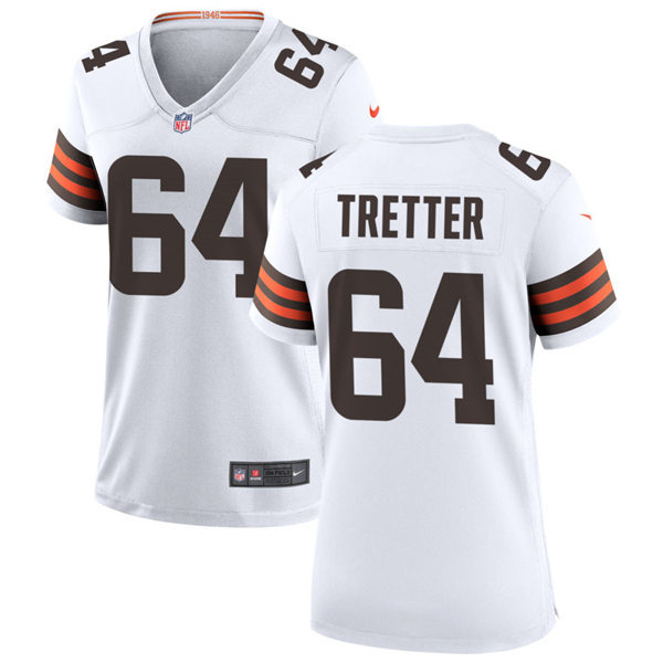 Womens Cleveland Browns #64 J.C. Tretter Nike White Away Vapor Limited Jersey