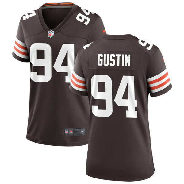 Womens Cleveland Browns #94 Porter Gustin Nike Brown Home Vapor Limited Jersey