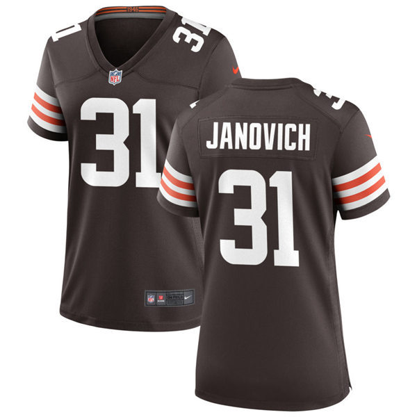 Womens Cleveland Browns #31 Andy Janovich Nike Brown Home Vapor Limited Jersey