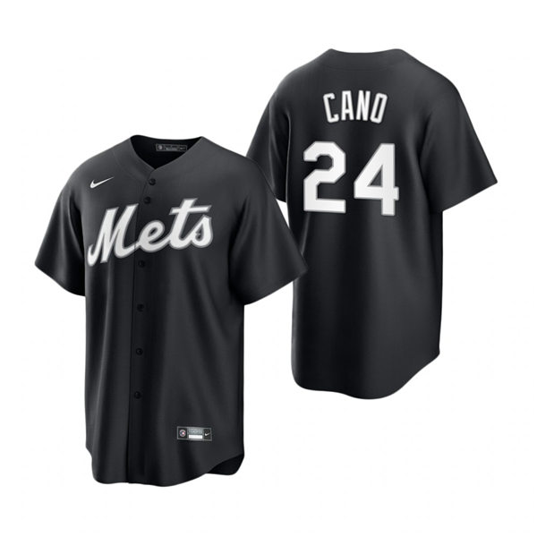 Mens New York Mets #24 Robinson Cano Nike Stitched 2021 Black Fashion Jersey