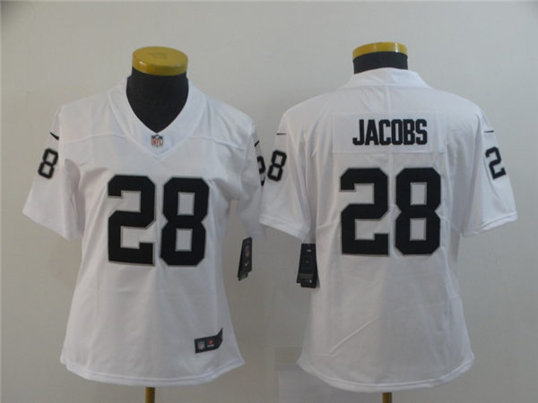 Womens Las Vegas Raiders #28 Josh Jacobs Nike White Vapor Limited Jersey