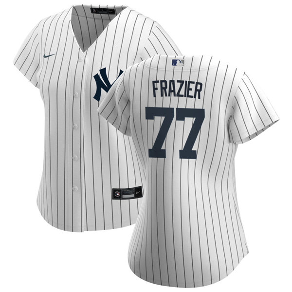 Womens New York Yankees #77 Clint Frazier Nike White Home with Name Cool Base Jersey
