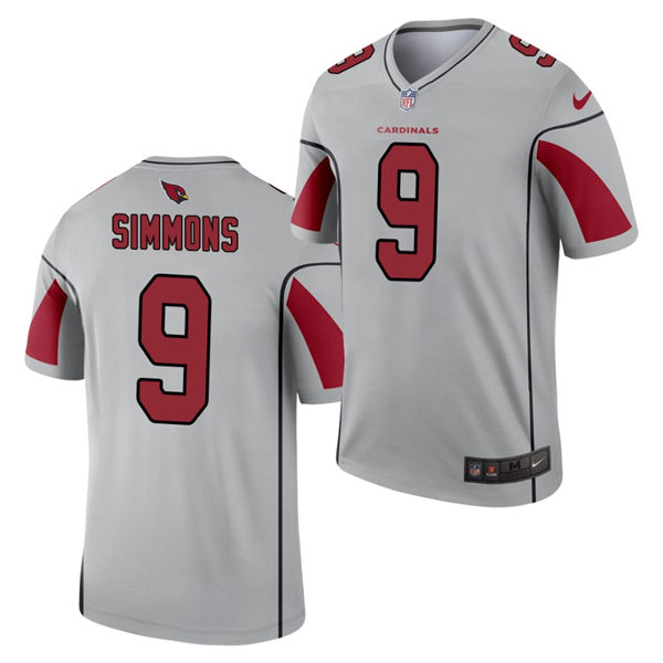 Mens Arizona Cardinals #9 Isaiah Simmons Nike 2021 Silver Inverted Legend Jersey
