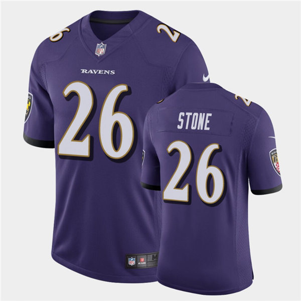 Mens Baltimore Ravens #26 Geno Stone Nike Purple Vapor Limited Player Jersey