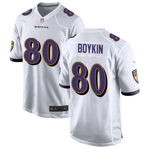 Mens Baltimore Ravens #80 Miles Boykin Nike White Vapor Limited Player Jersey