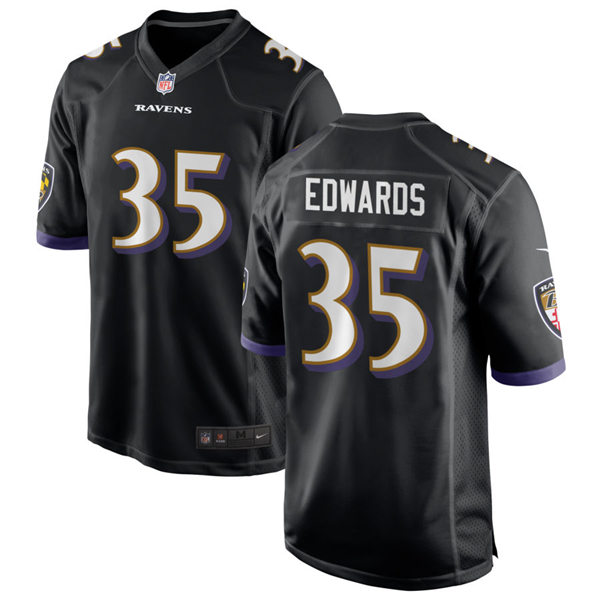Mens Baltimore Ravens #35 Gus Edwards Nike Black Vapor Limited Player Jersey