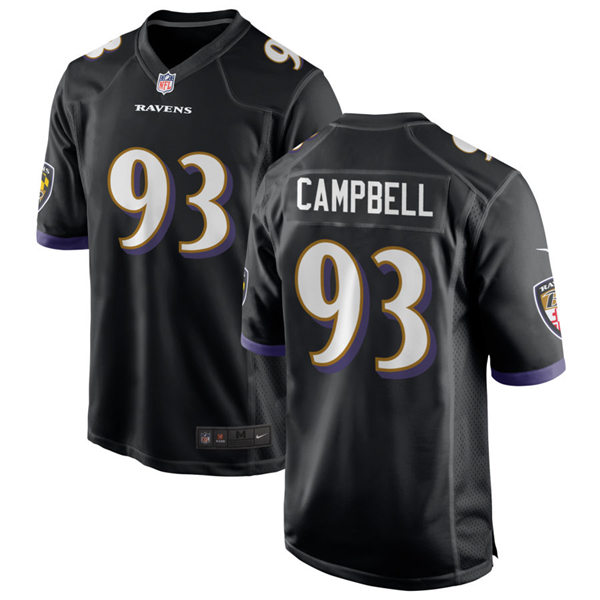 Mens Baltimore Ravens #93 Calais Campbell Nike Black Vapor Limited Player Jersey