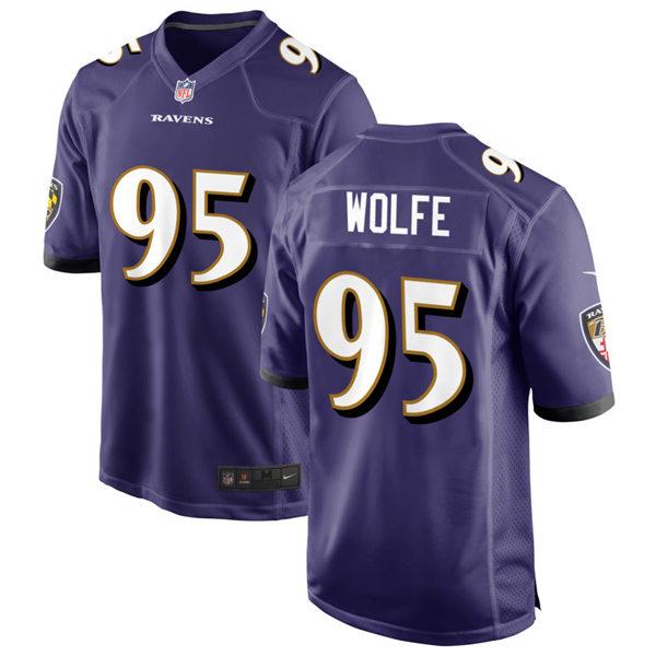 Mens Baltimore Ravens #95 Derek Wolfe Nike Purple Vapor Limited Player Jersey