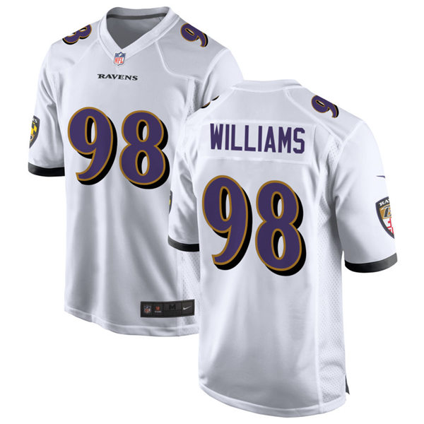 Mens Baltimore Ravens #98 Brandon Williams Nike White Vapor Limited Player Jersey