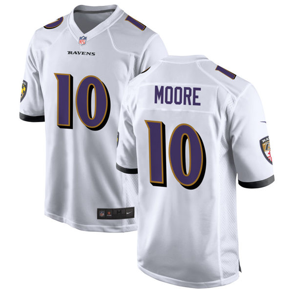 Mens Baltimore Ravens #10 Jaylon Moore Nike White Vapor Limited Player Jersey