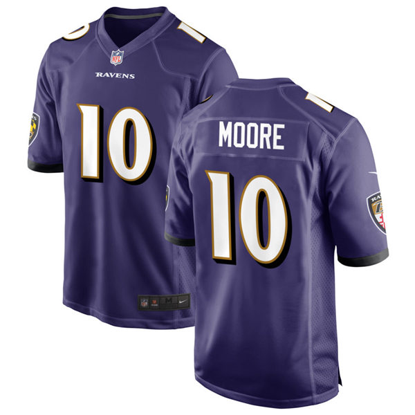 Mens Baltimore Ravens #10 Jaylon Moore Nike Purple Vapor Limited Player Jersey