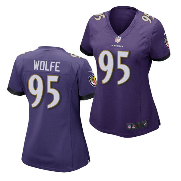 Womens Baltimore Ravens #95 Derek Wolfe Nike Purple Vapor Limited Player Jersey
