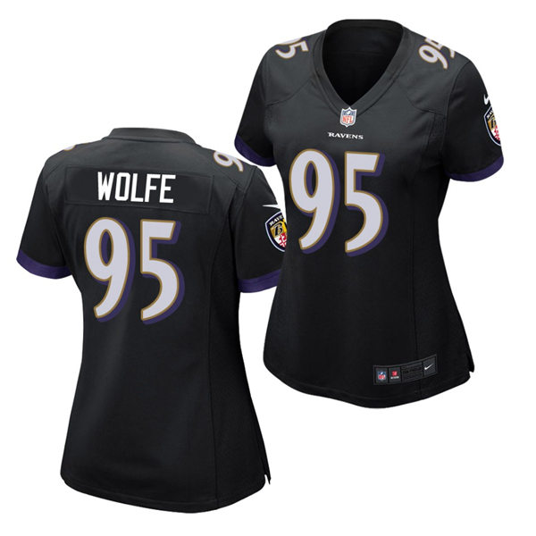 Womens Baltimore Ravens #95 Derek Wolfe Nike Black Vapor Limited Player Jersey