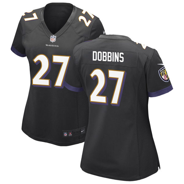 Womens Baltimore Ravens #27 J. K. Dobbins Nike Black Vapor Limited Player Jersey