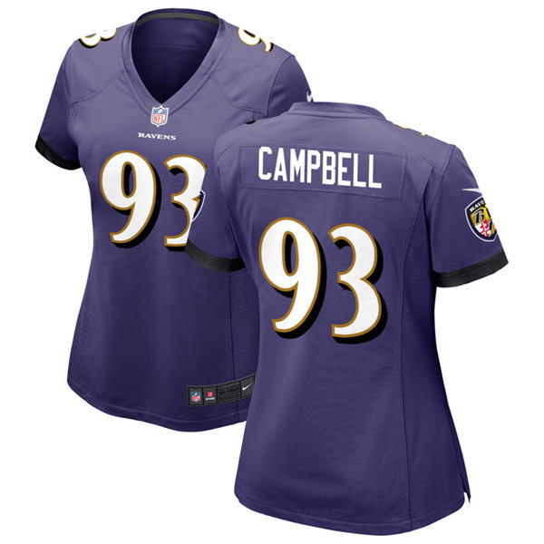 Womens Baltimore Ravens #93 Calais Campbell Nike Purple Vapor Limited Player Jersey