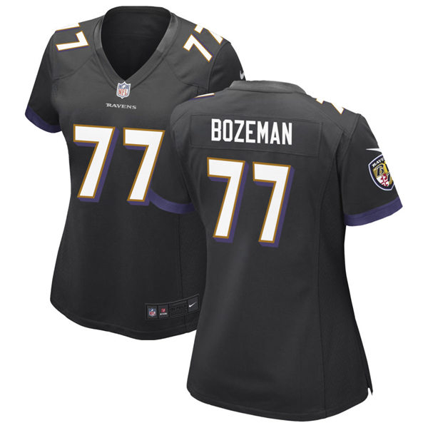 Womens Baltimore Ravens #77 Bradley Bozeman Nike Black Vapor Limited Player Jersey