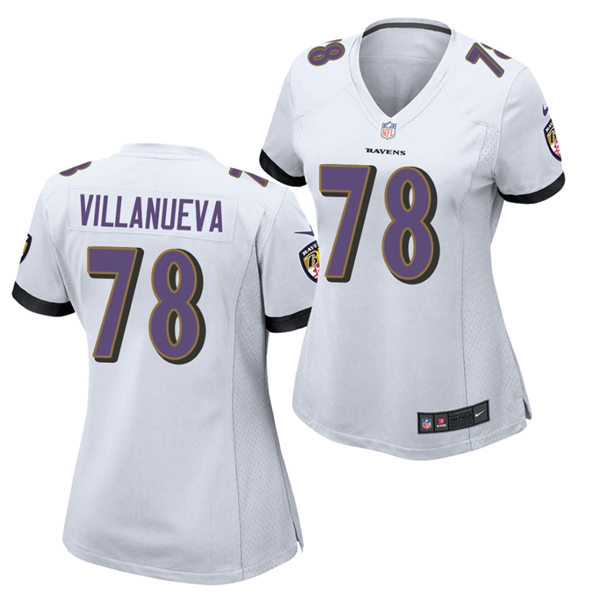 Womens Baltimore Ravens #78 Alejandro Villanueva Nike White Vapor Limited Player Jersey