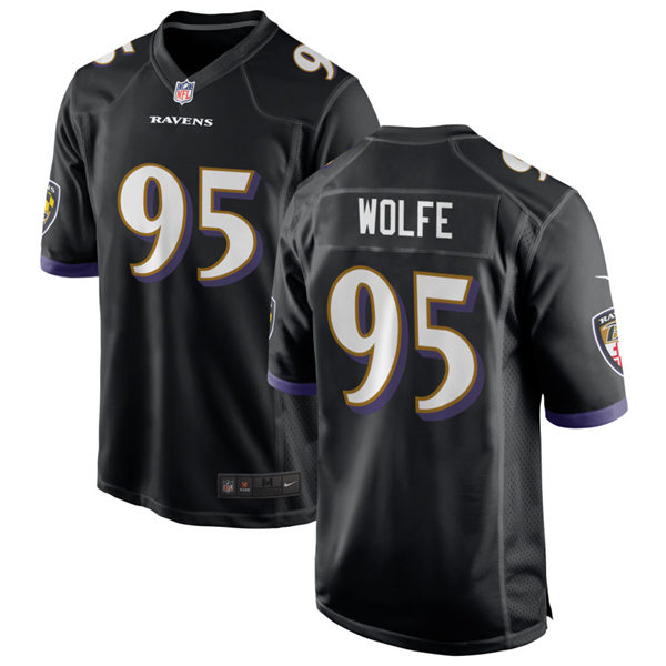 Youth Baltimore Ravens #95 Derek Wolfe Nike Black Stitched NFL Limited Jersey