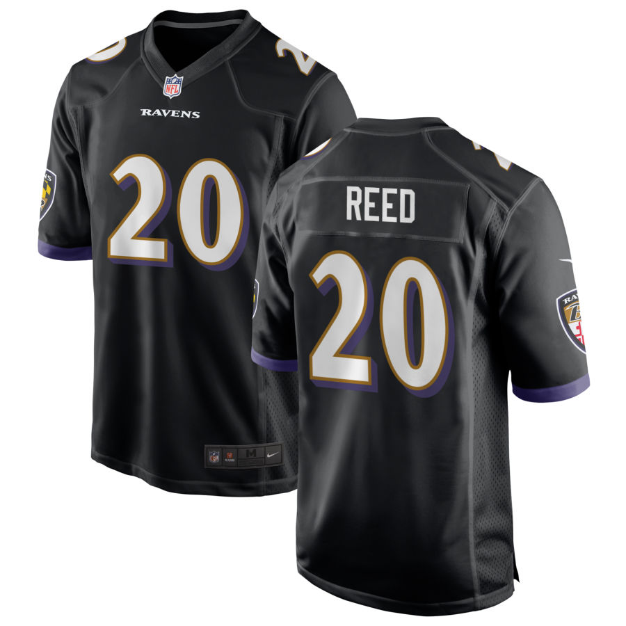 Mens Baltimore Ravens Retired Player #20 Ed Reed Nike Black Vapor Limited Player Jersey
