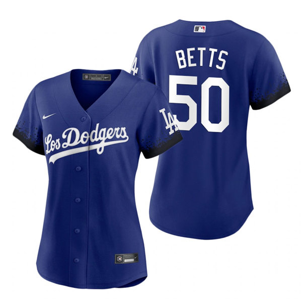 Womens Los Angeles Dodgers #50 Mookie Betts Nike Royal 2021 Los Angeles City Connect Jersey