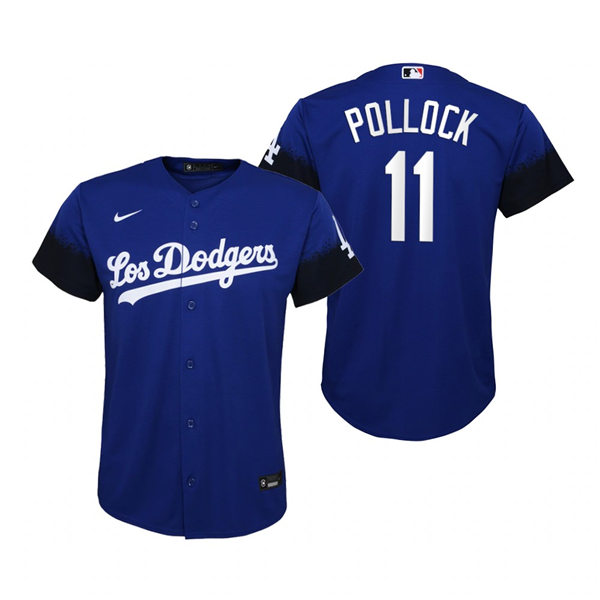 Youth Los Angeles Dodgers #11 A.J. Pollock Nike Royal 2021 MLB City Connect Jersey