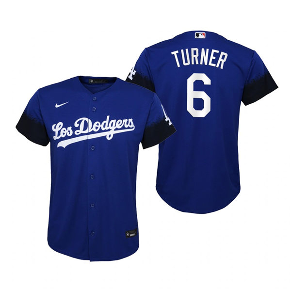 Youth Los Angeles Dodgers #6 Trea Turner Nike Royal 2021 MLB City Connect Jersey