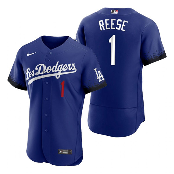 Mens Los Angeles Dodgers #1 Pee Wee Reese Nike Royal Stitched 2021 Los Angeles City Connect Jersey