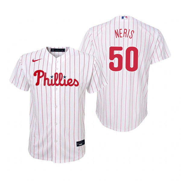 Youth Philadelphia Phillies #50 Hector Neris Nike White Pinstripe Home Jersey
