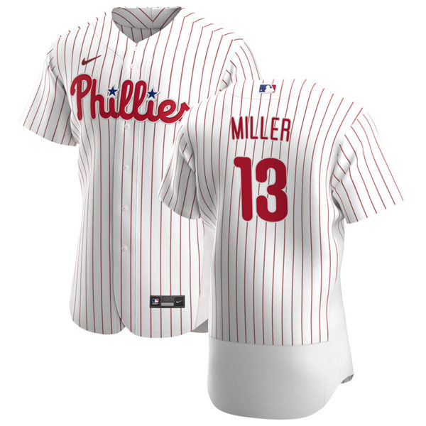 Mens Philadelphia Phillies #13 Brad Miller Nike White Pinstripe Home Flexbase Jersey