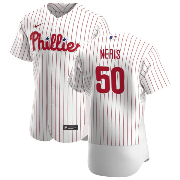 Mens Philadelphia Phillies #50 Hector Neris Nike White Pinstripe Home Flexbase Jersey