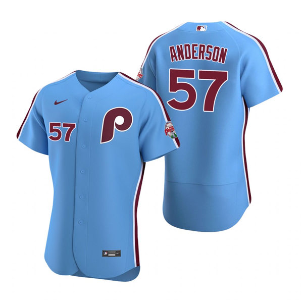 Mens Philadelphia Phillies #57 Chase Anderson Nike Light Blue Alternate Jersey