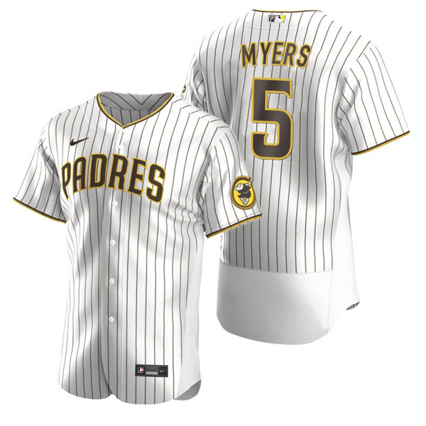 Mens San Diego Padres #5 Wil Myers Nike White Brown Home FlexBase Stitched MLB Jersey