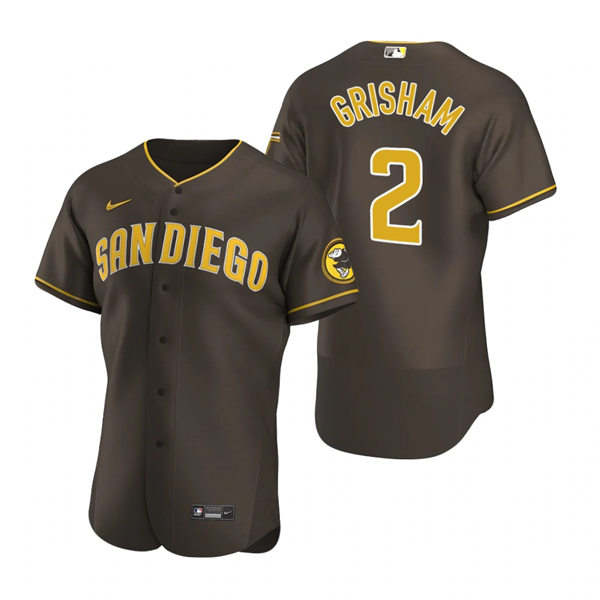 Mens San Diego Padres #2 Trent Grisham Nike Brown Road Player FlexBase Jersey