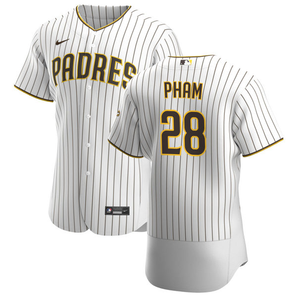 Mens San Diego Padres #28 Tommy Pham Nike White Brown Home FlexBase Stitched MLB Jersey