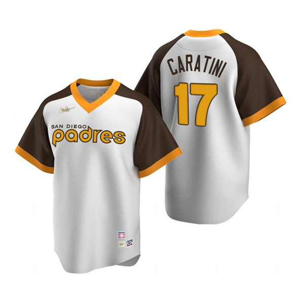 Mens San Diego Padres #17 Victor Caratini Nike White Pullover Cooperstown Collection Jersey