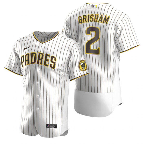 Mens San Diego Padres #2 Trent Grisham Nike White Brown Home FlexBase Stitched MLB Jersey